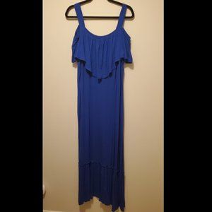 Ruffled cold shoulder maxi dress